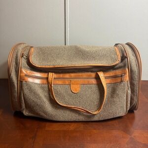 Vintage Hartmann Leather & Tweed Duffel Travel Bag Carry-On Luggage